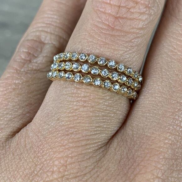 Nordstrom Rack Set of 3 Fashion Jewelry Rings Gold Enamel Multicolor Crystal $58 - Picture 5 of 7